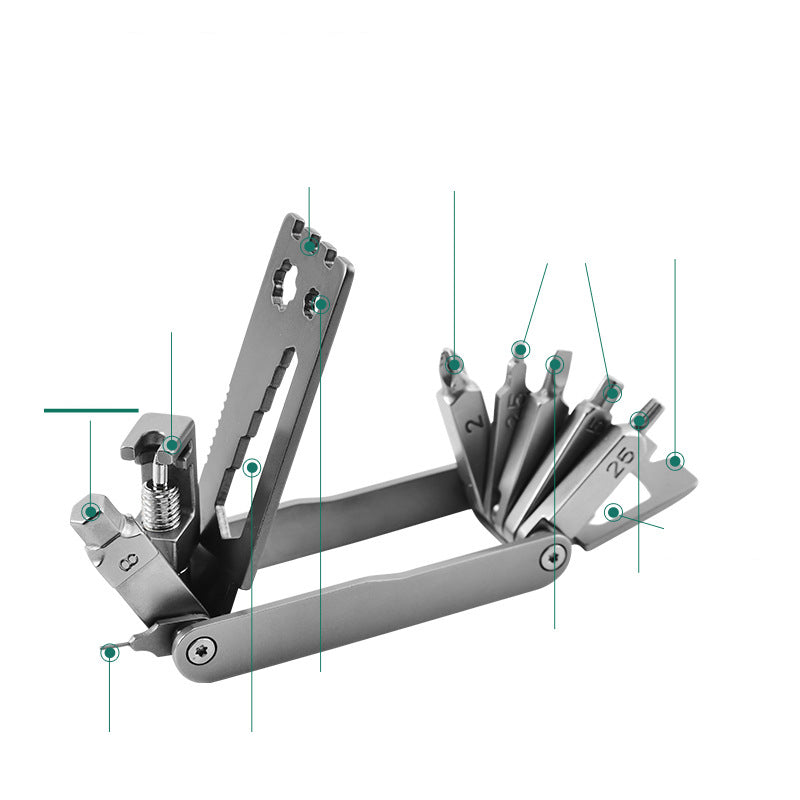 Stainless steel bike multi tool with foldable bits and protective carry case for outdoor repairs — view 3