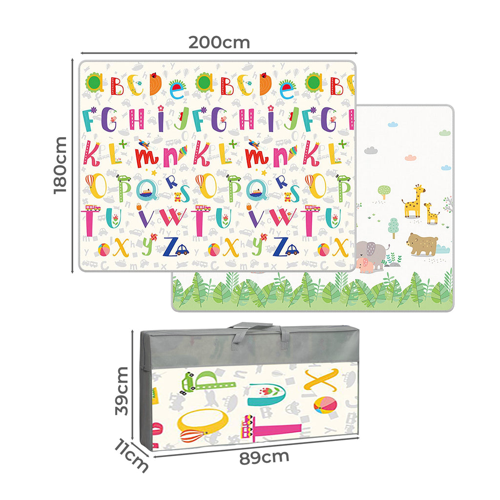 Multi-coloured foldable XPE foam baby play mat with anti-slip textured surface and carry bag — view 2