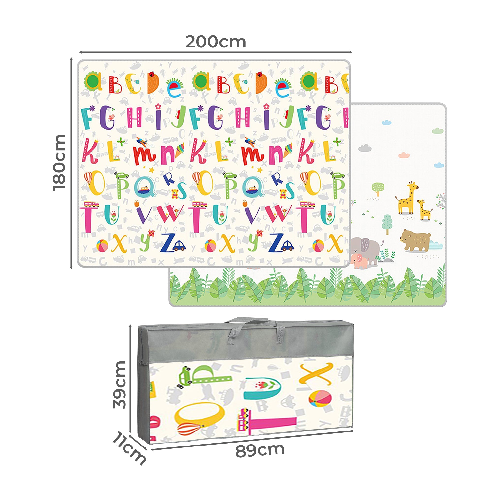 Multi-coloured foldable XPE foam baby play mat with anti-slip textured surface and carry bag — view 2