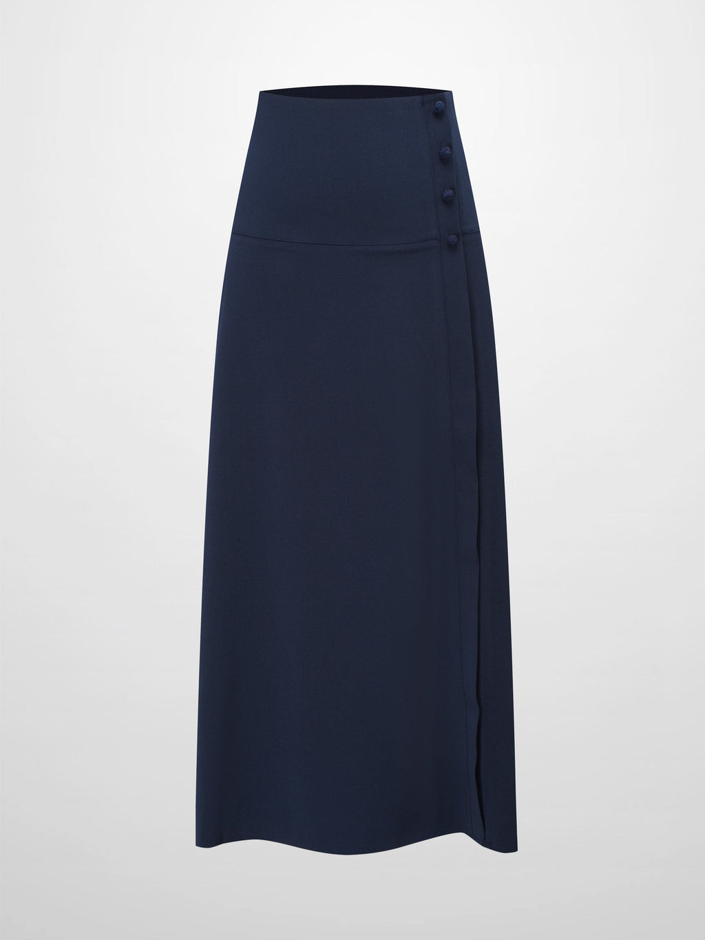 Side Button Yoke Skirt-Navy-0