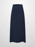 Side Button Yoke Skirt-Navy-0