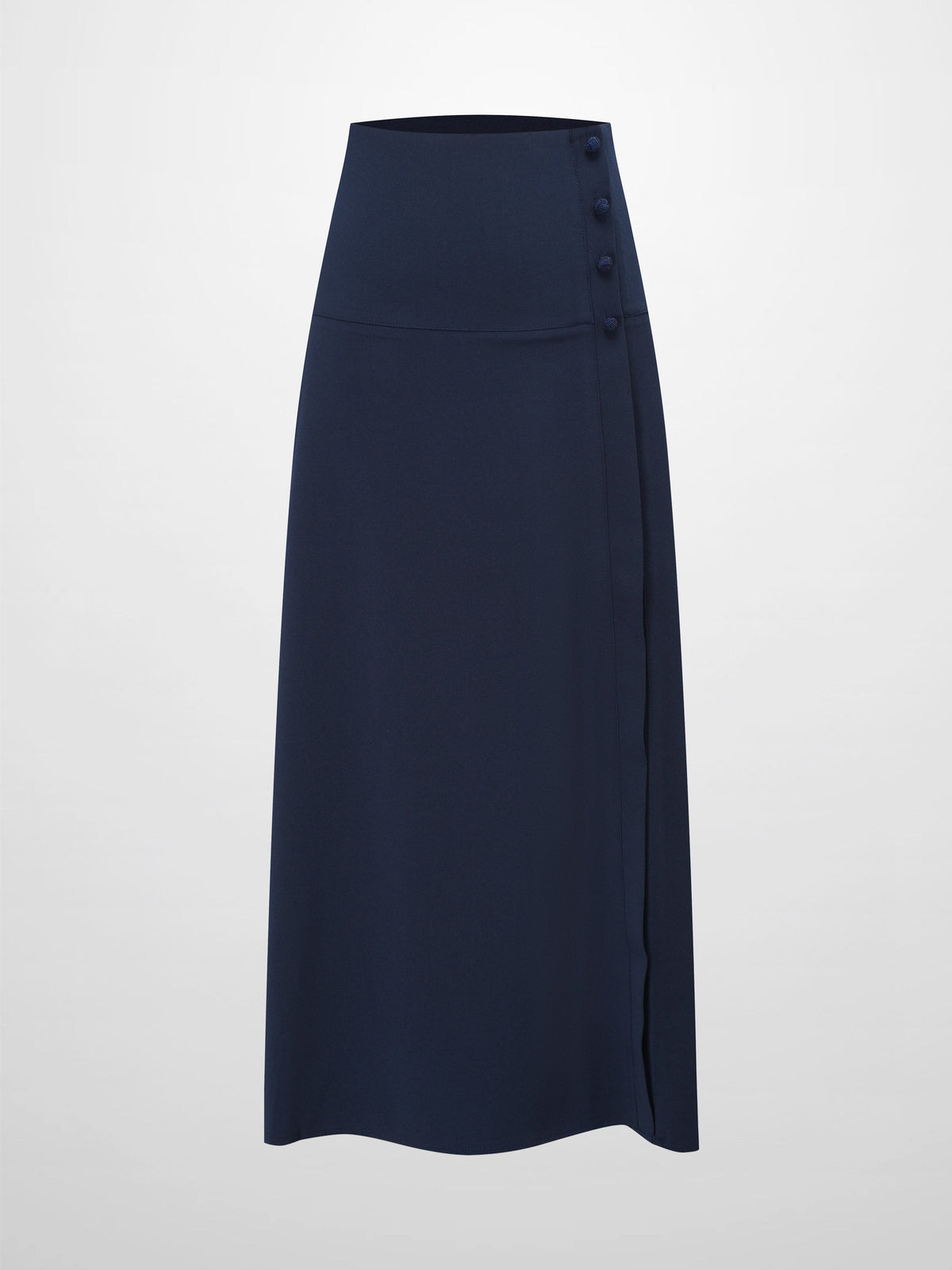 Side Button Yoke Skirt-Navy-0