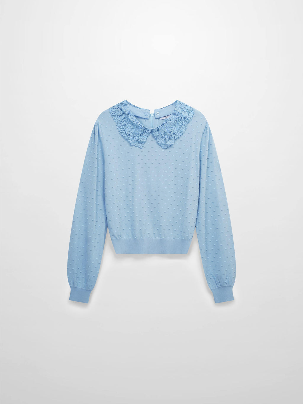 Crew Neck Pebbled Sweater-Light Blue-0