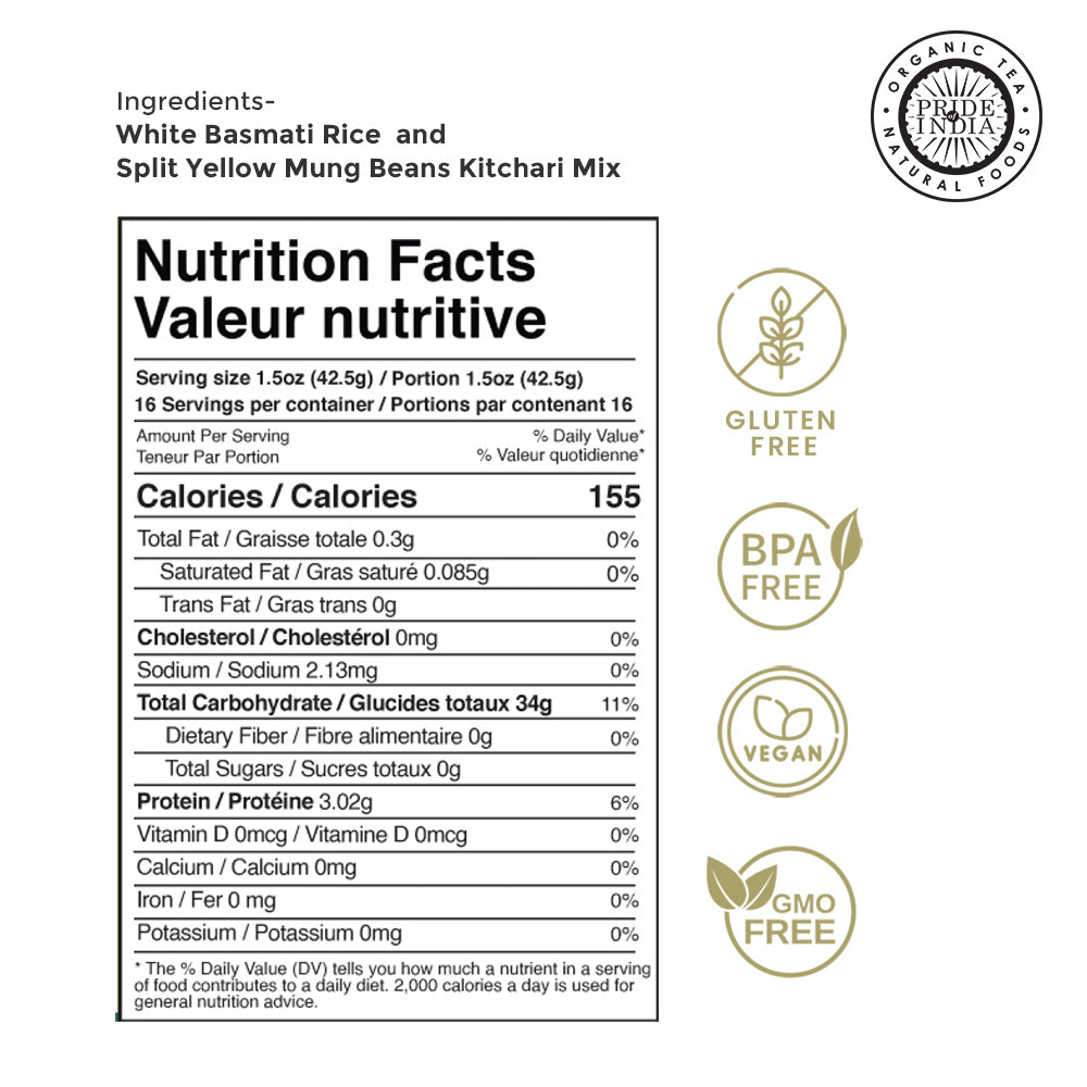 White basmati rice and lentil kitchari superfood mix inside a clear reusable food grade jar — view 2