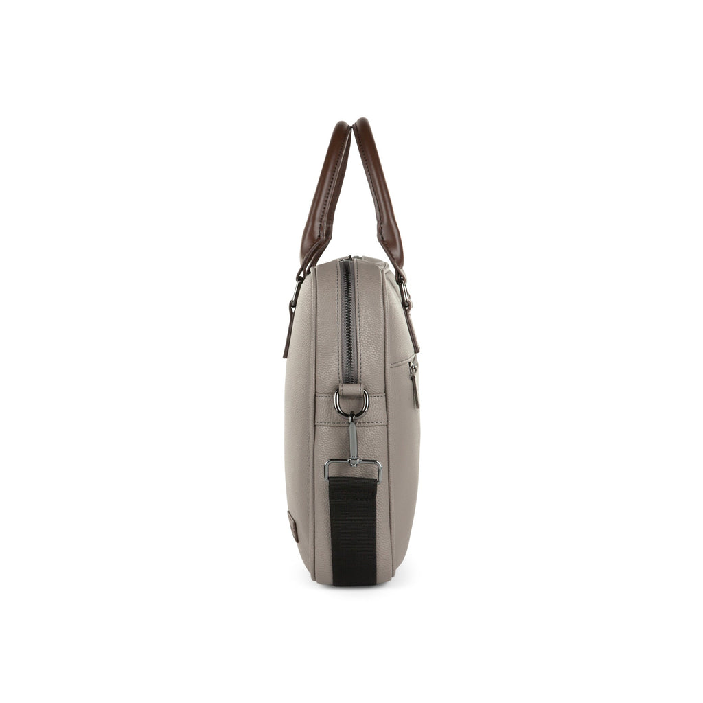 Contrast briefcase in pebble grain vegan leather, classic professional bag for daily commutes and travel — view 3