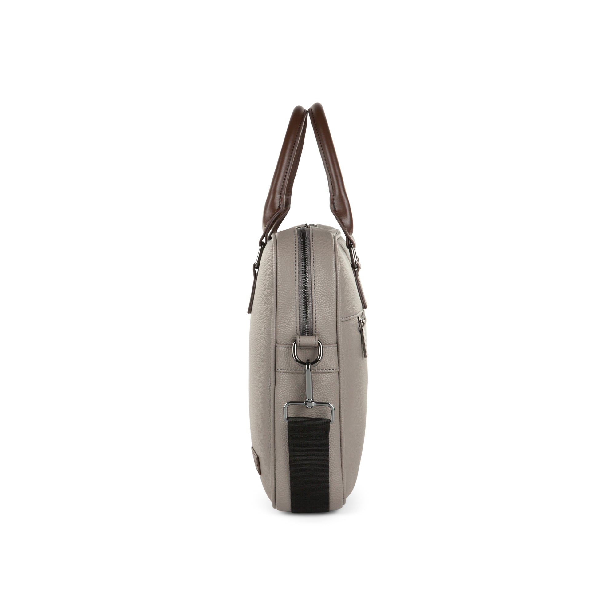Contrast briefcase in pebble grain vegan leather, classic professional bag for daily commutes and travel — view 3