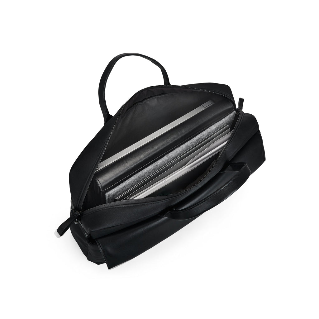 Sleek nylon Madison briefcase featuring premium vegan leather trims designed for professional business commutes — view 3