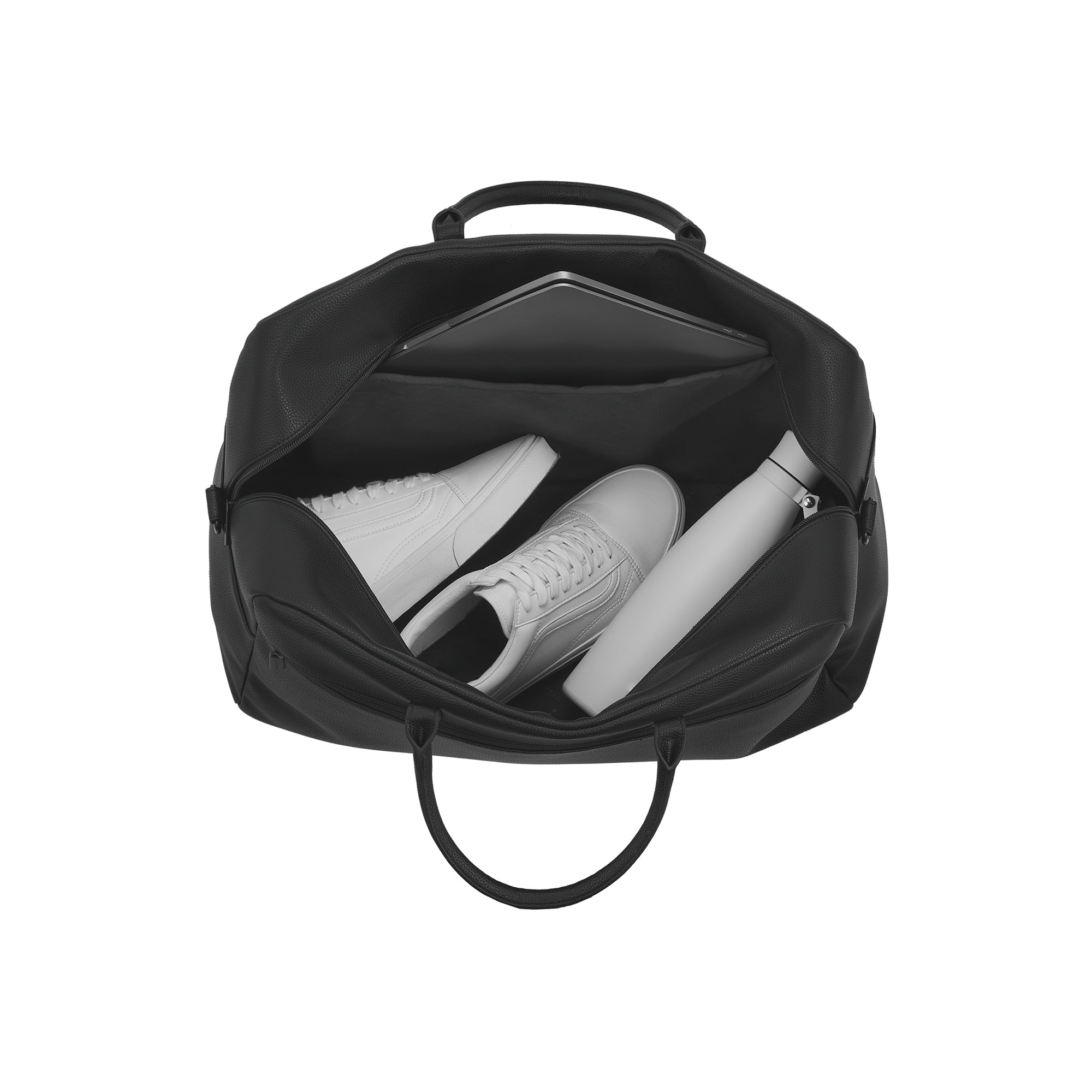 Premium Lisbon duffle bag, an elegant travel luggage with sturdy carrying handles and sleek structural design — view 3