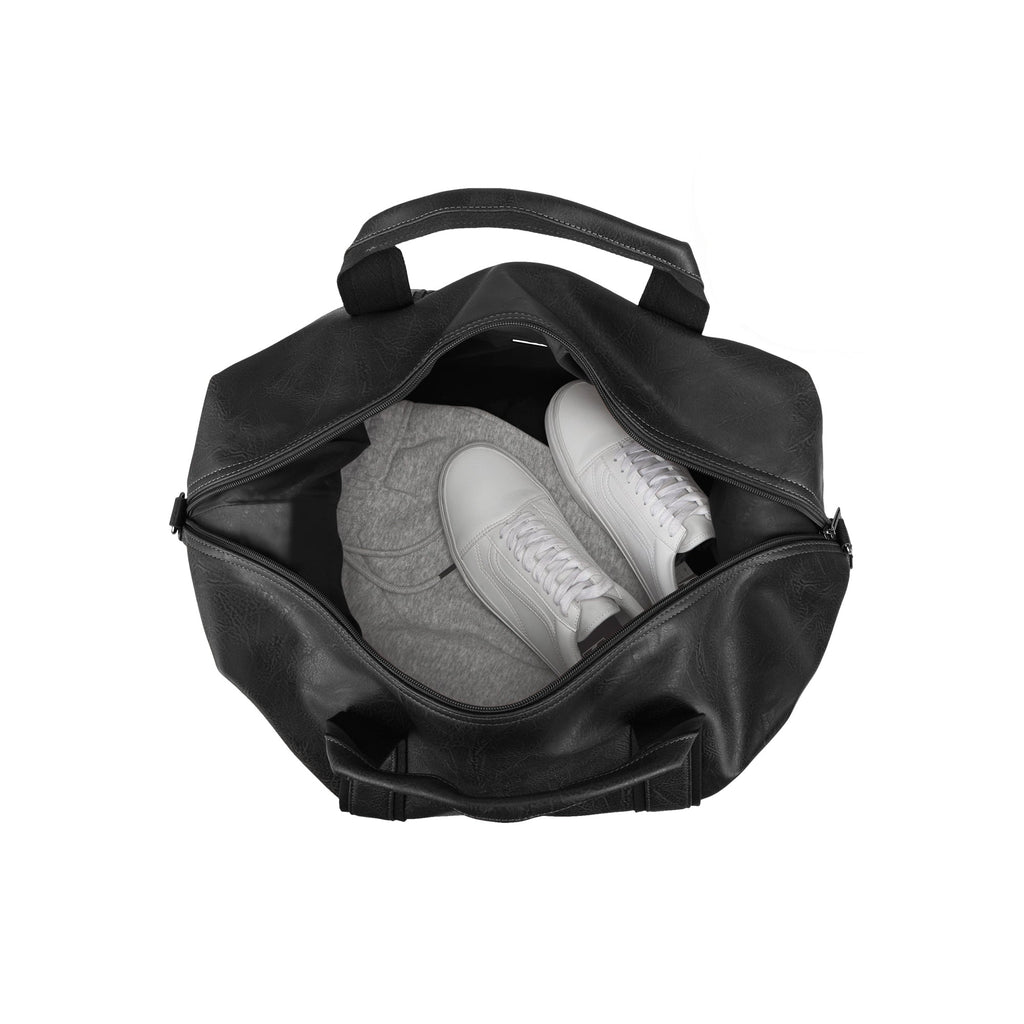 Valentino vegan leather duffle bag with canvas trim, premium travel weekender and luggage accessory — view 3