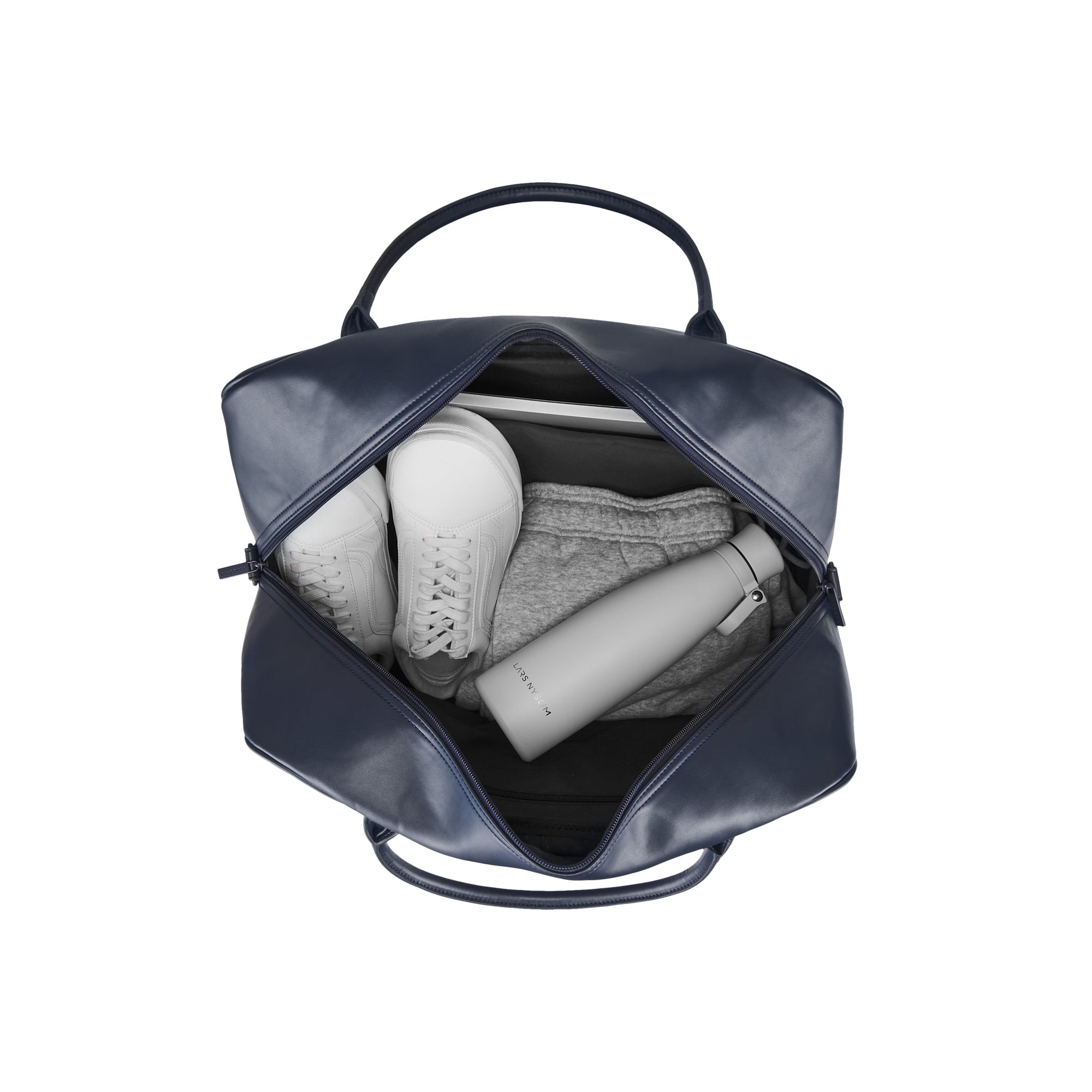 Premium Lagos duffle weekender bag featuring sturdy handles, detachable shoulder strap, and luxury zipper pullers — view 3