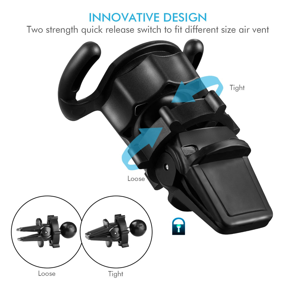 Air vent car phone mount securing a smartphone with an adjustable 360-degree rotating holder — view 3