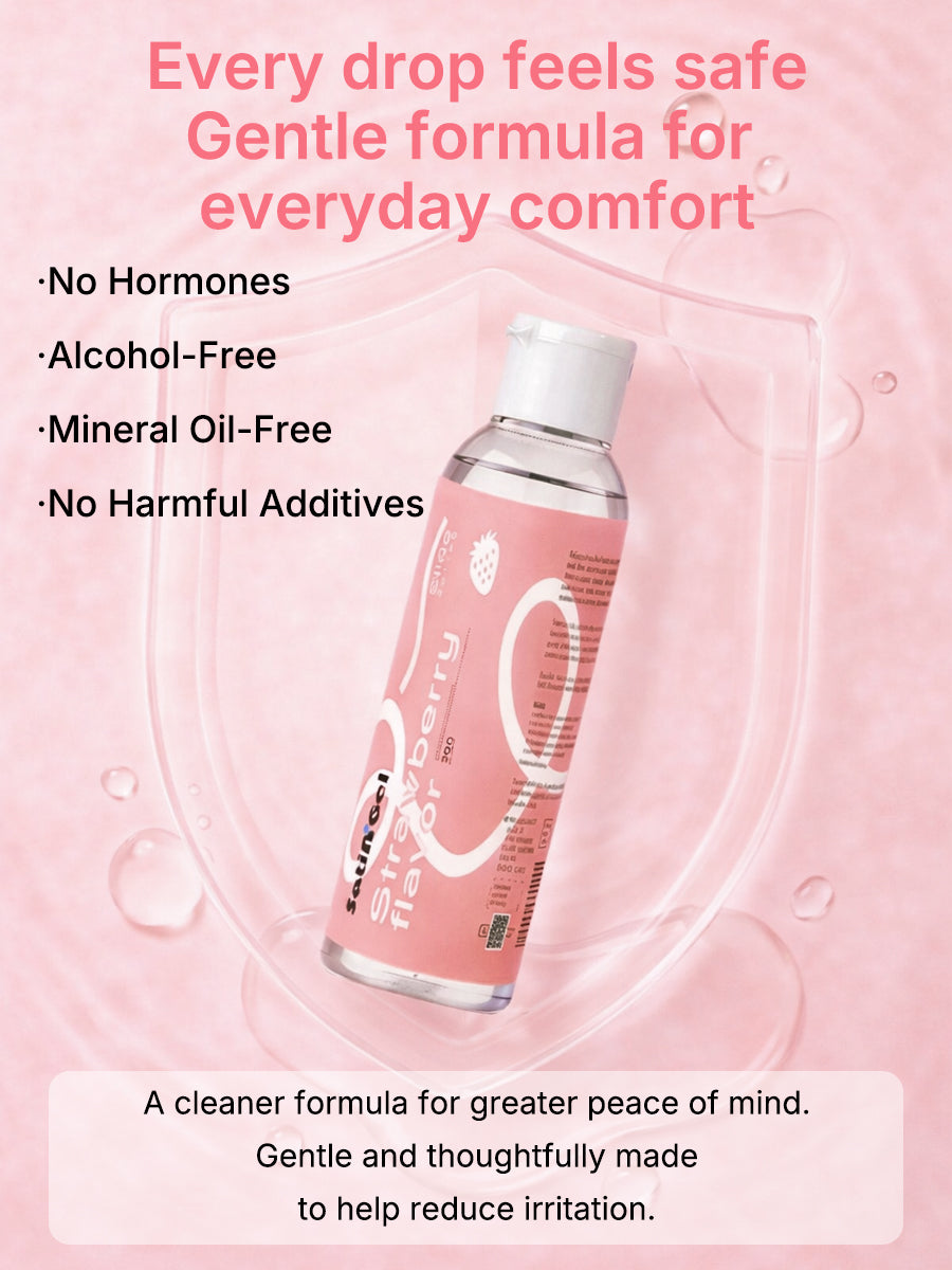 Strawberry flavored water-based personal lubricant gel bottle for couples intimacy and solo pleasure — view 4