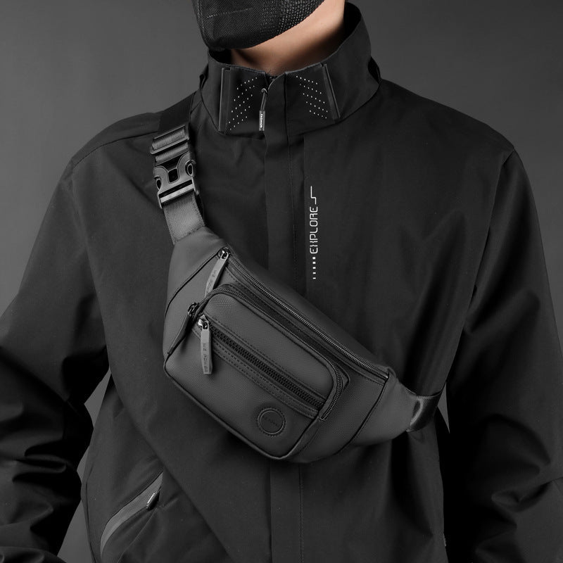 Waterproof men's waist bag in casual crossbody chest pack style for outdoor sports and travel
