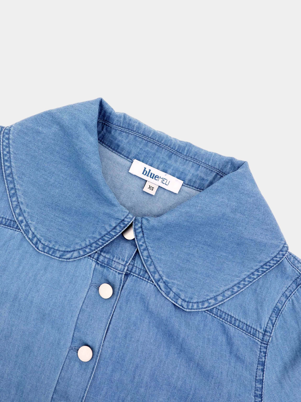 Boxy Denim Collared Top-Light Blue-4