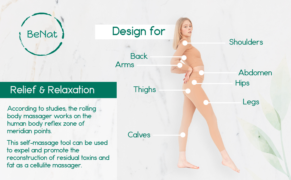 White rolling body massager with three stainless steel massage balls and an ergonomic ABS handle — view 5