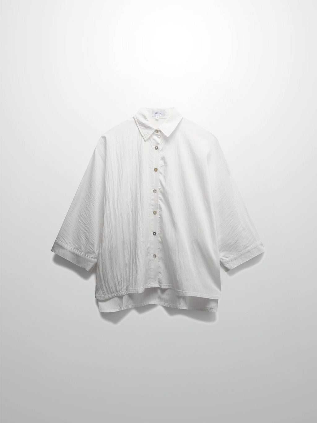 Boxy Dolman Sleeve Crinkle Blouse-White-2