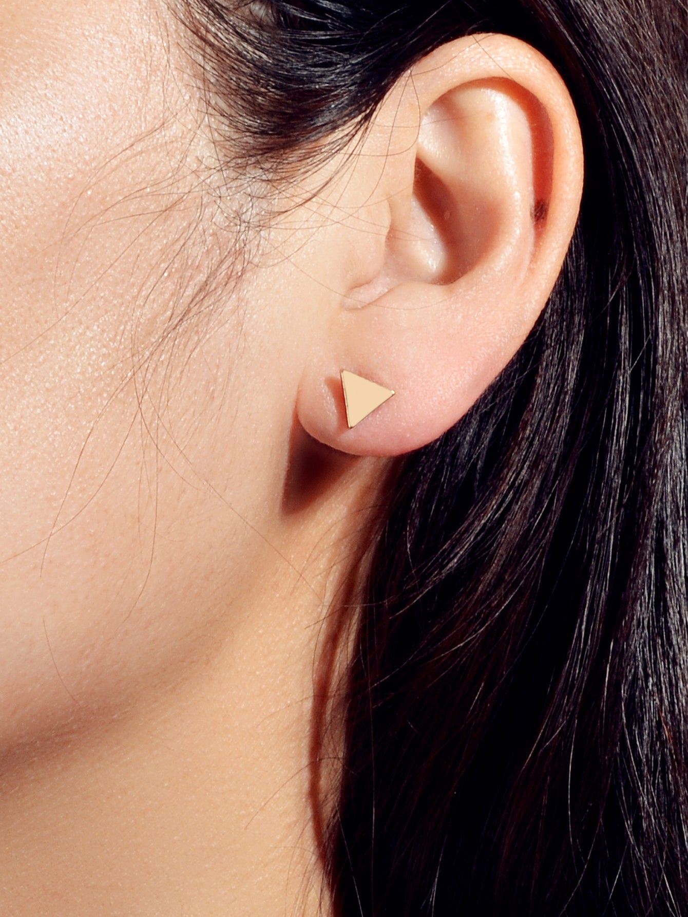Minimalist geometric triangle small stud earrings for cartilage and tragus everyday wear — view 2
