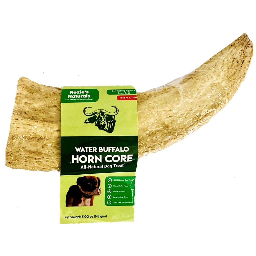 Two natural water buffalo horn core dog chews for dental health and teething puppies — view 3