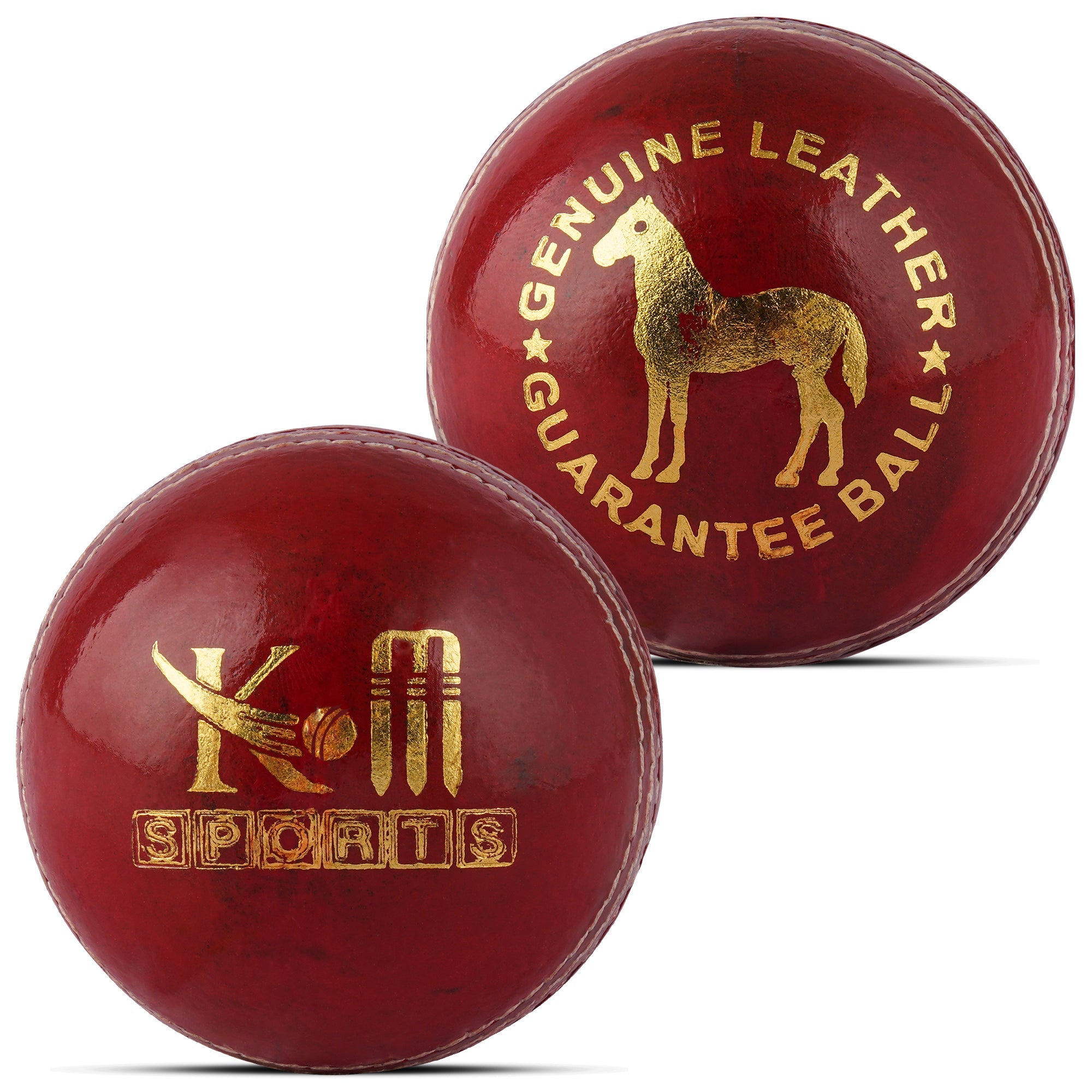 Red and white 156g premium leather cricket ball with a hand-stitched seam for professional matches — view 4