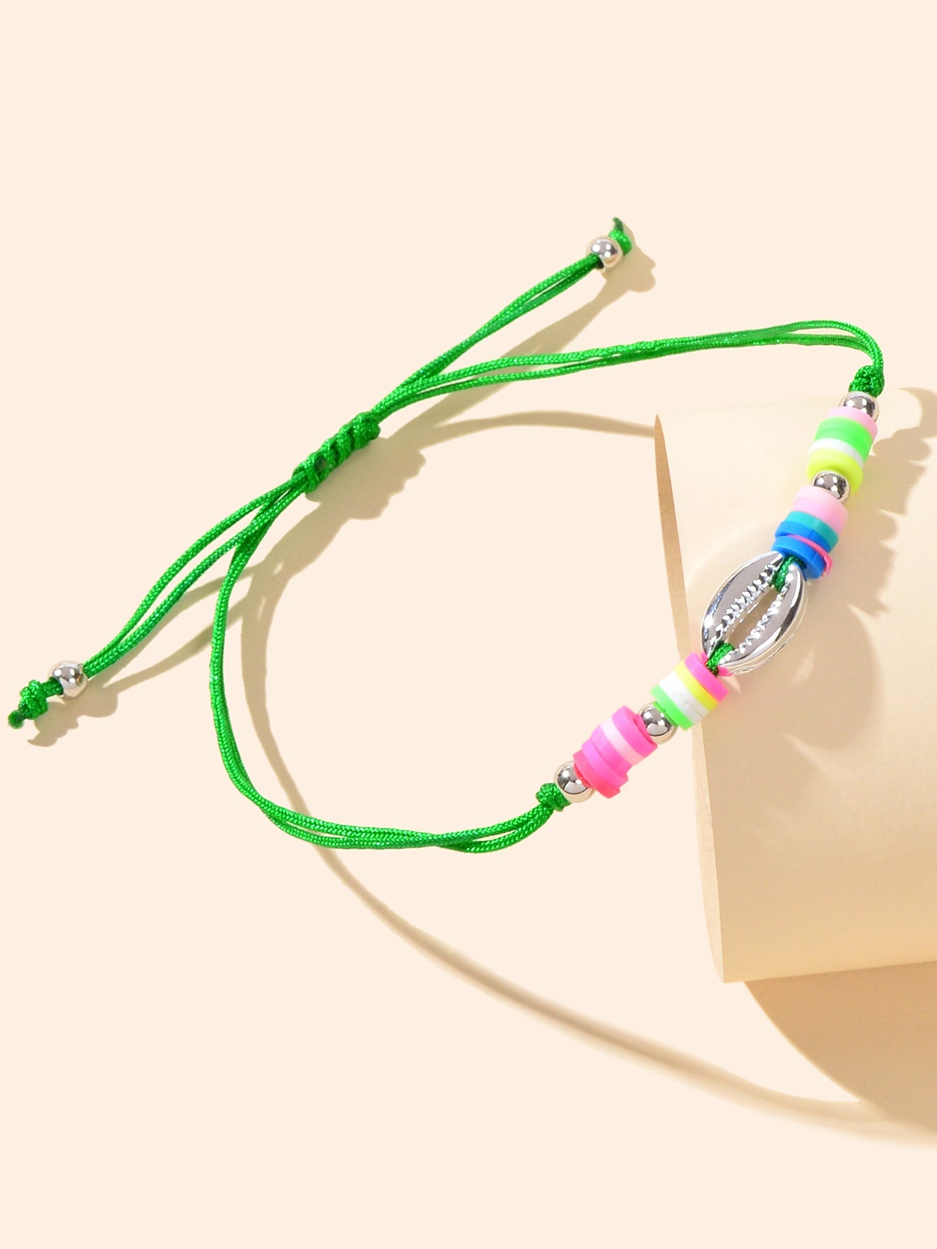 Handmade boho chic adjustable anklet featuring colorful soft beads and delicate natural shell accents for summer — view 2