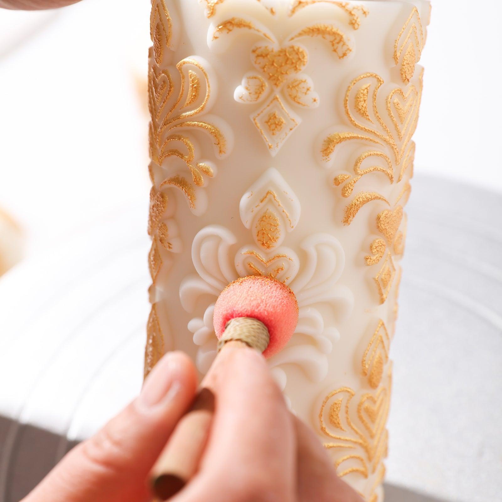 Tall elegance patterned relief pillar candle silicone mold showcasing detailed sculptural design. — view 3