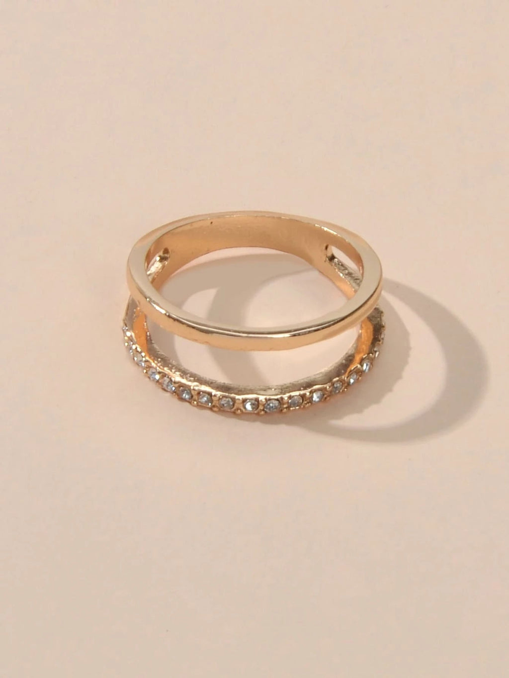 Gold tone rhinestone eternity ring with sparkling stones for women's fashion and wedding jewelry — view 3