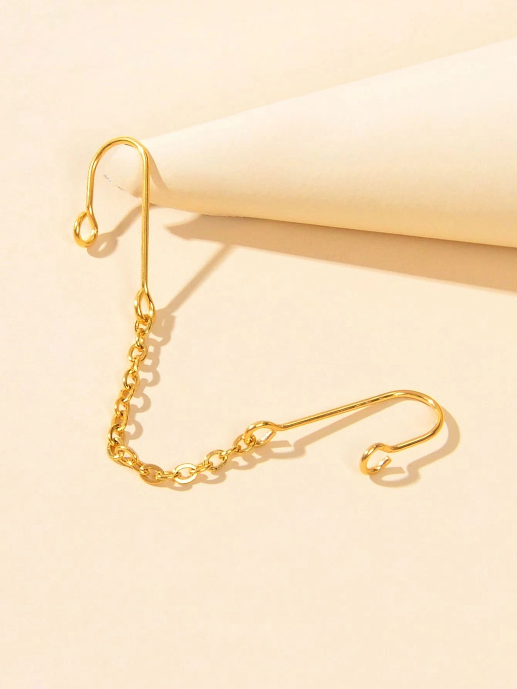 Geometric chain link fake nose and lip ring punk faux body piercing jewelry accessory. — view 2