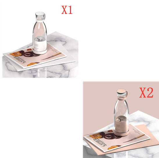 Portable electric blender cup in white with stainless steel blades and USB charging stand — view 3