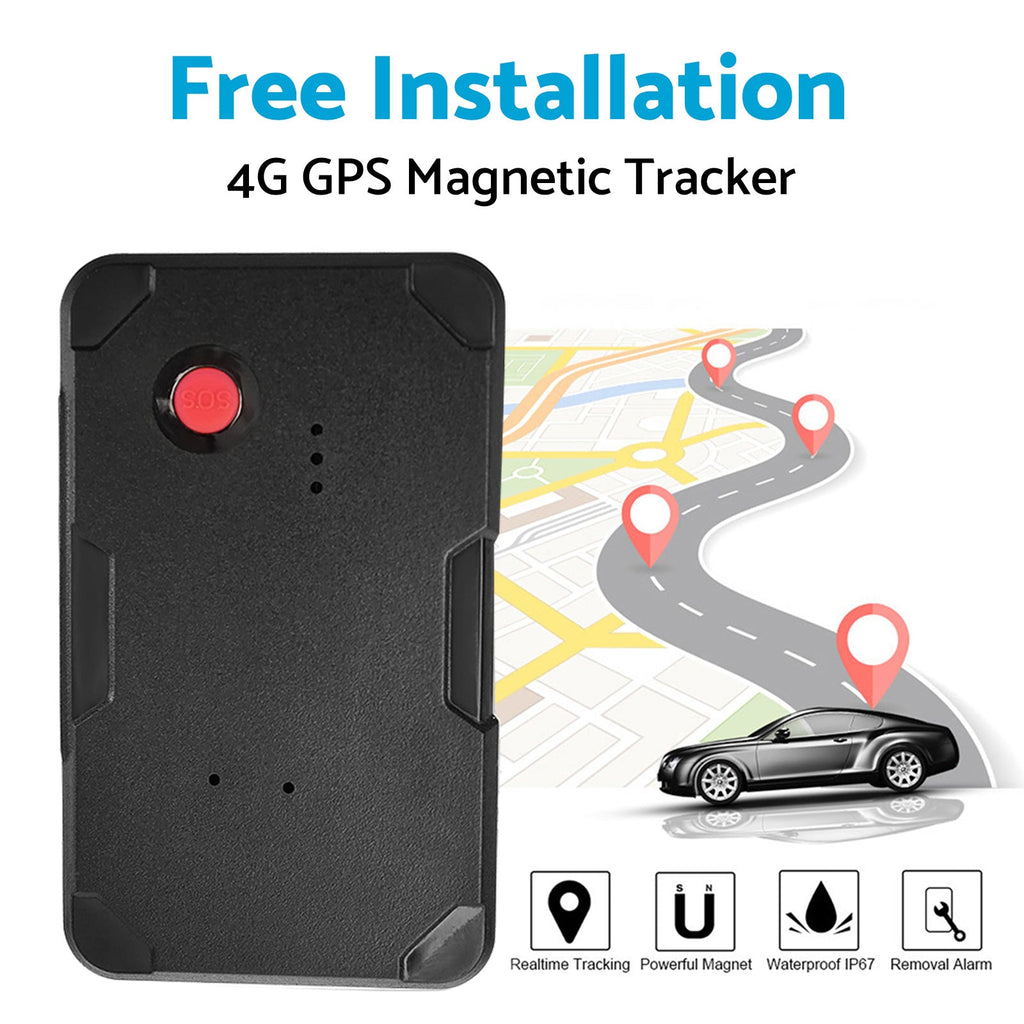 Black 4G mini magnetic GPS tracker for vehicles with durable waterproof casing — view 4