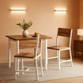 Rustic wood dining chairs set of 2 with cloud white seats and steel metal frames