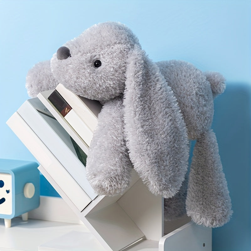 Grey plush rabbit toy with big ears soft polyester stuffed animal for nursery and gifting — view 2