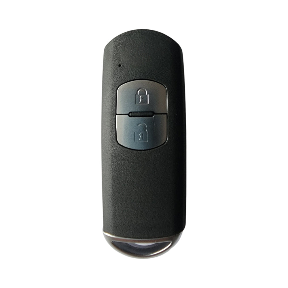 Two button smart remote key shell replacement for Mazda vehicles in durable black plastic housing — view 2