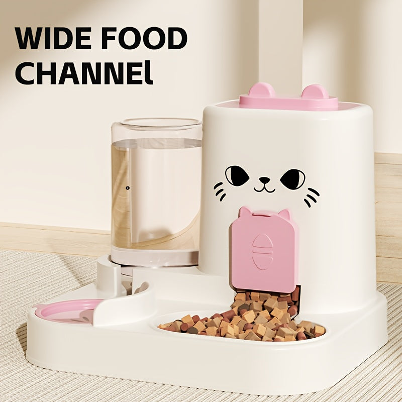 Automatic cat feeder and water dispenser set made of durable plastic for continuous pet hydration — view 5
