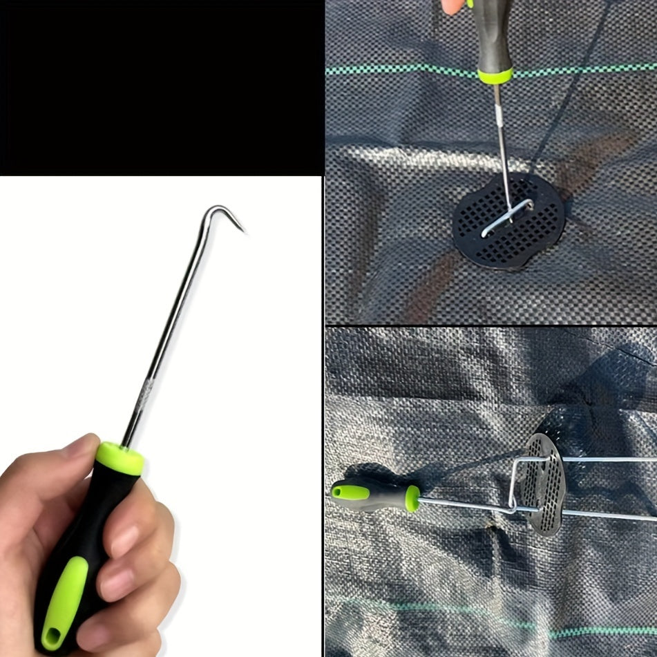 U-shaped metal garden nail remover hook for extracting ground nails from paving gaps — view 3