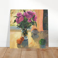 'Blooming Flowers and Fresh Fruit' Floral Still Life I 16x16 Museum-Quality Matte Paper Poster | Original Artwork by American Artist Barbara Cleary-0