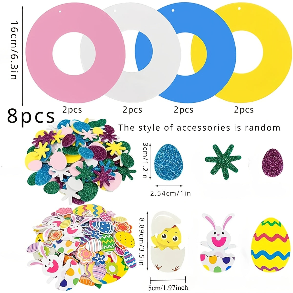 Easter DIY craft kit with eight piece paper and foam bunny, chick, and egg stickers — view 5
