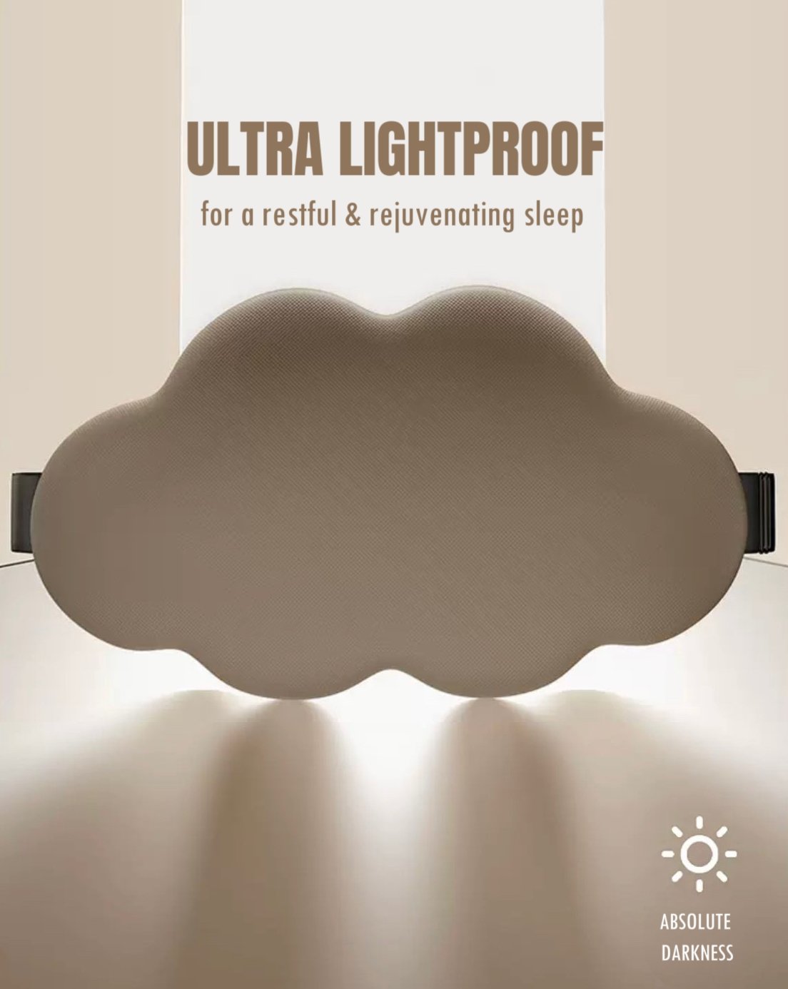 3D contoured cloud sleep mask in soft memory foam for complete light blocking comfort — view 2