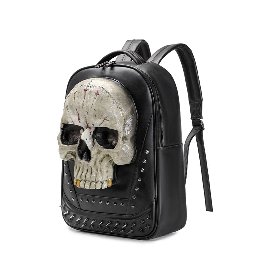 Black 3D skull backpack made of water-resistant PU leather with luminous glow-in-the-dark features — view 4