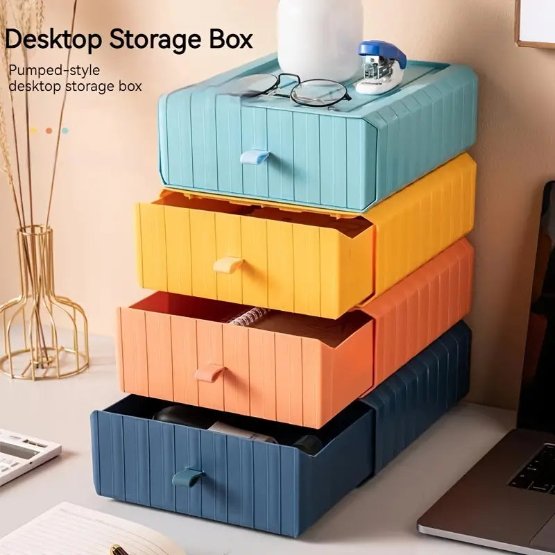 Contemporary desktop storage box organizing pens and office supplies on a modern workspace desk. — view 3