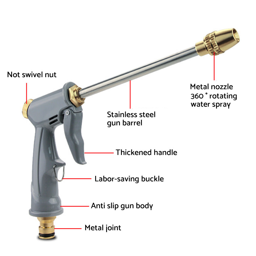 High pressure water hose nozzle attachment in metal and plastic for outdoor cleaning and car washing — view 2