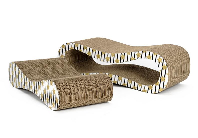 Modern wooden cat scratching board and lounge bed with crumb-free design on a clean floor — view 5