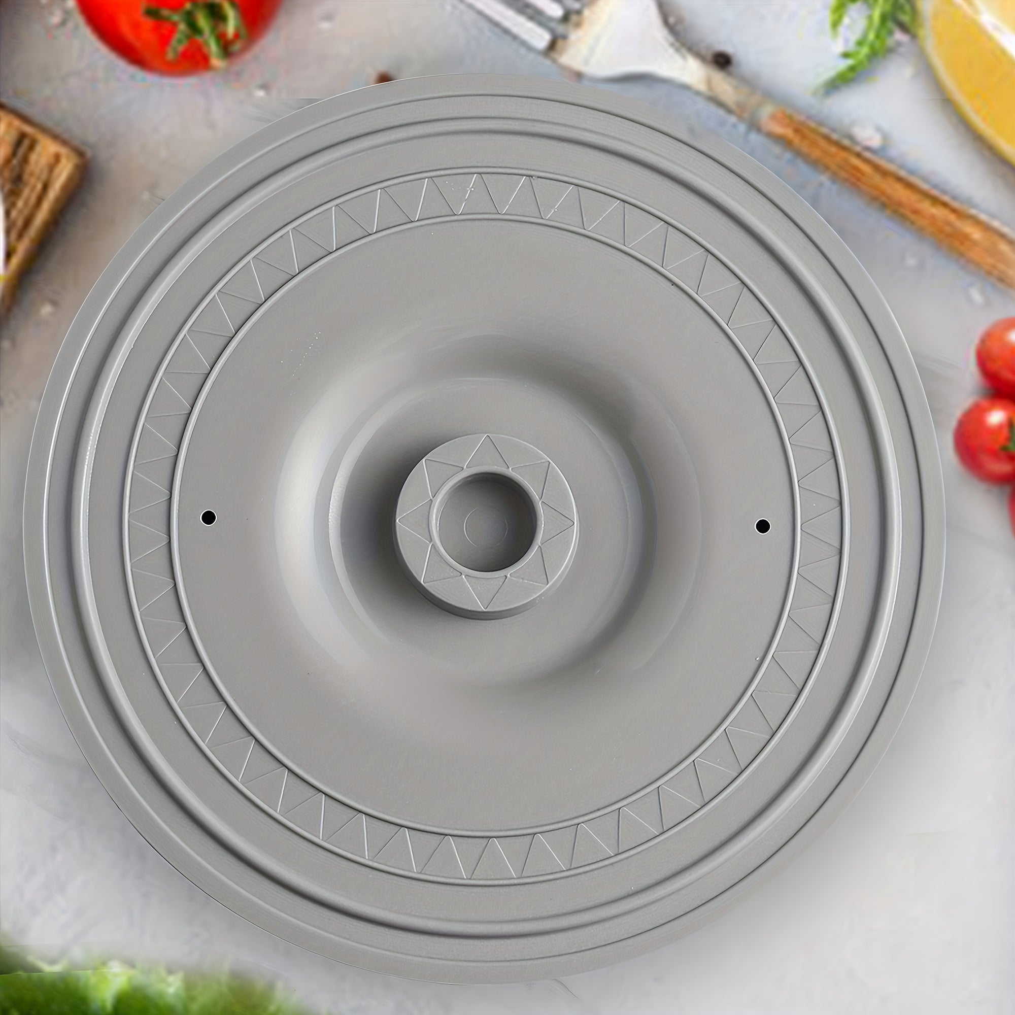 Microwave safe tortilla warmer with lid in light grey plastic for food storage — view 4
