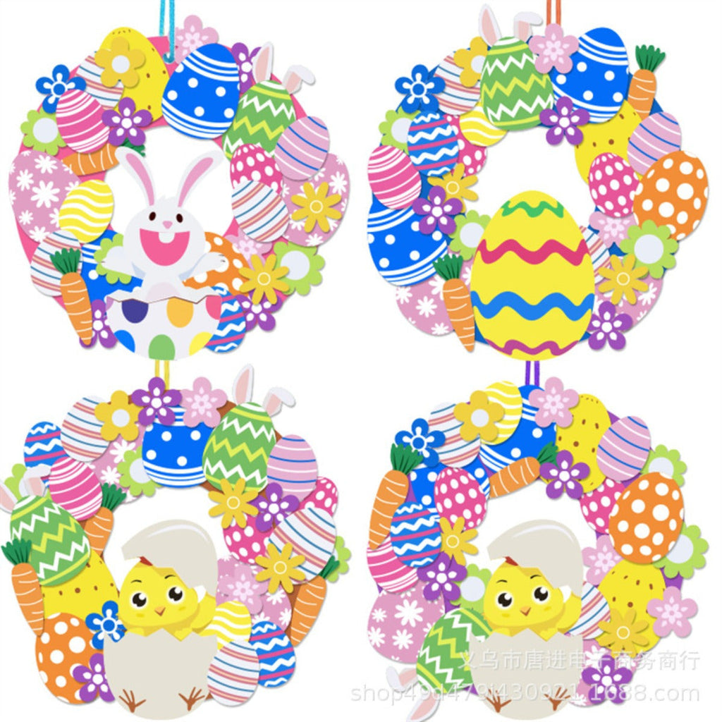 Easter DIY craft kit with eight piece paper and foam bunny, chick, and egg stickers