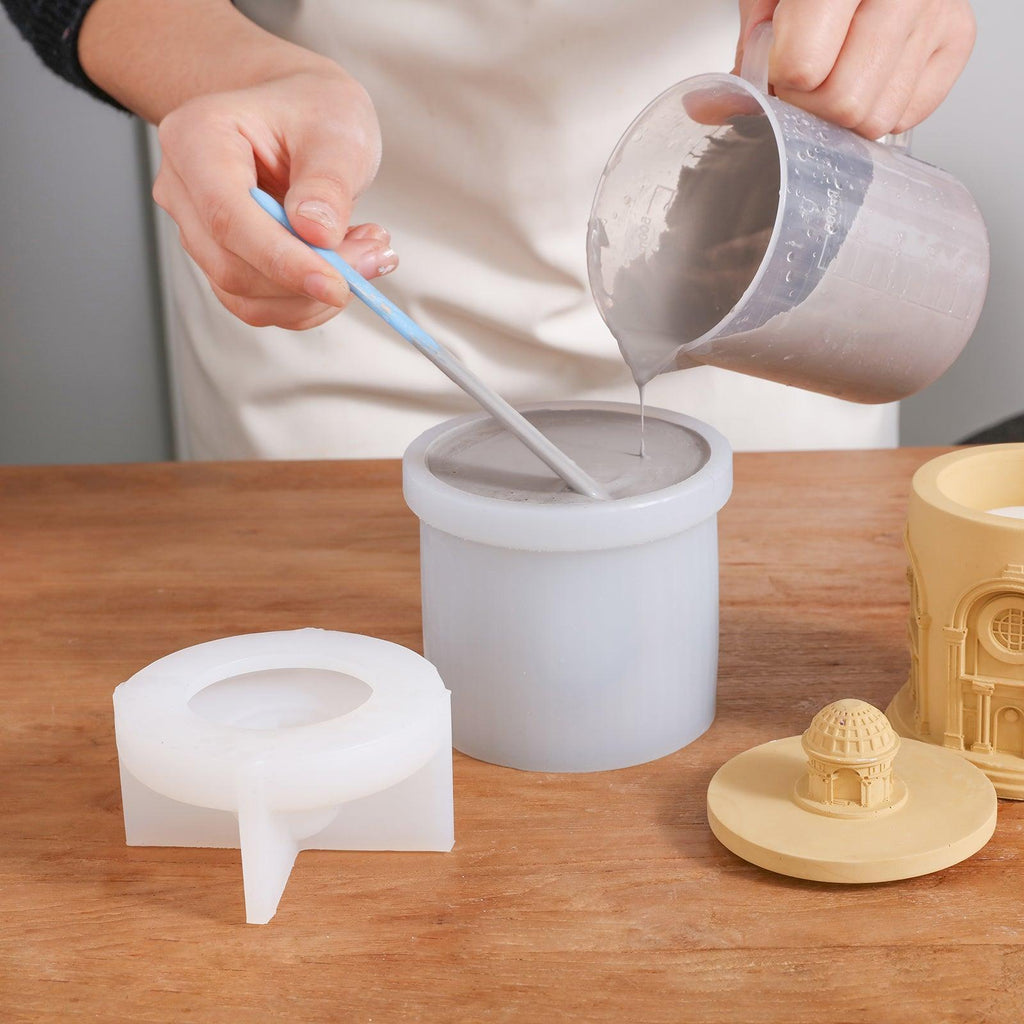 Architectural style silicone candle jar mold for concrete, plaster, and resin crafting projects. — view 3
