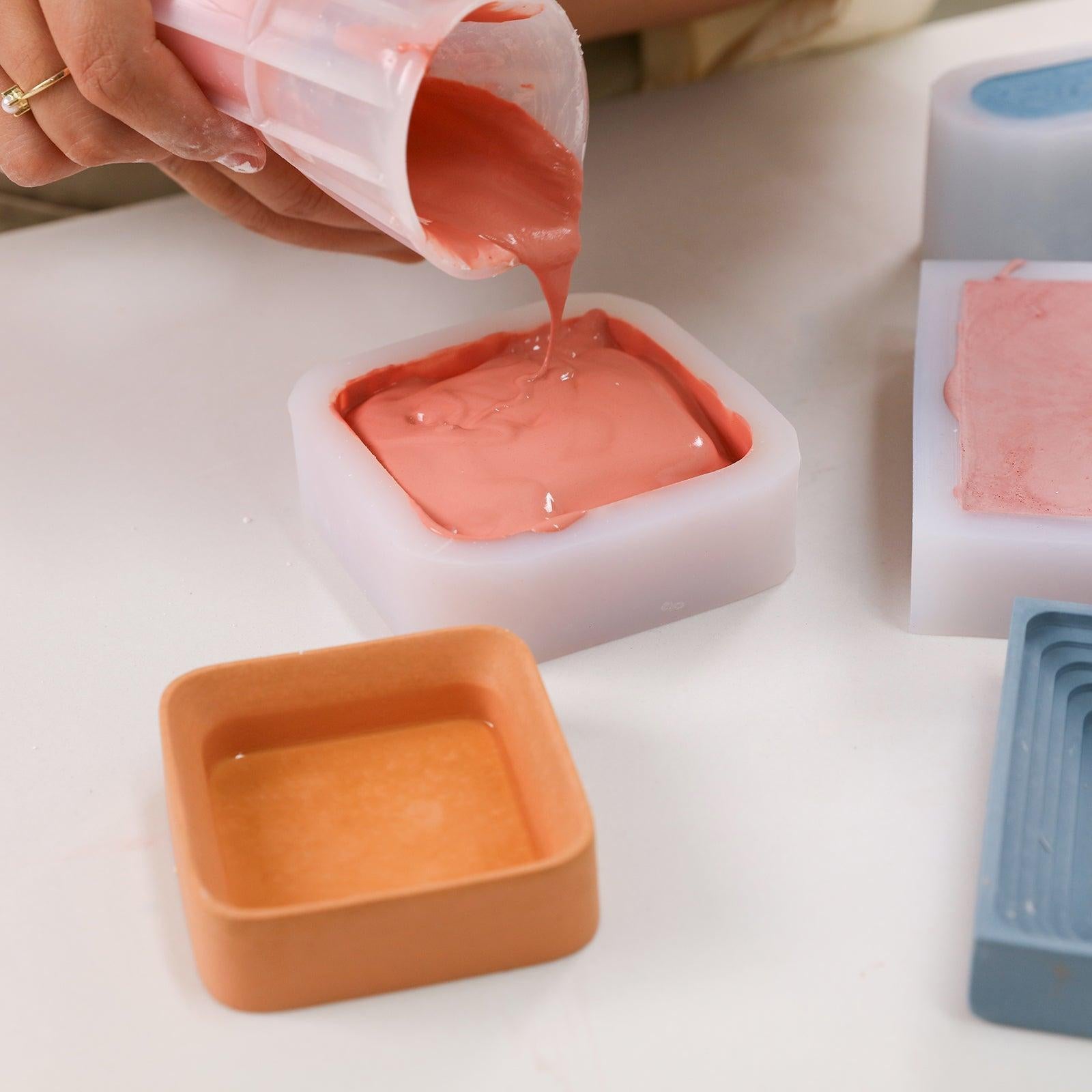 Square small desk caddy silicone mold for concrete and plaster casting in minimalist geometric design — view 3