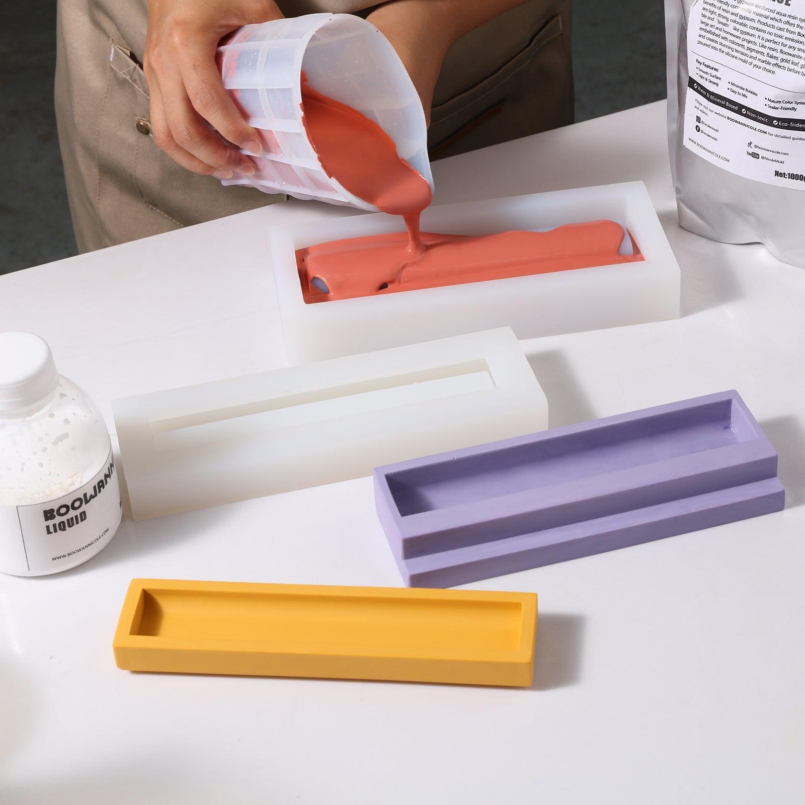 Geometric staircase pen holder silicone mold for concrete and plaster casting craft projects — view 3