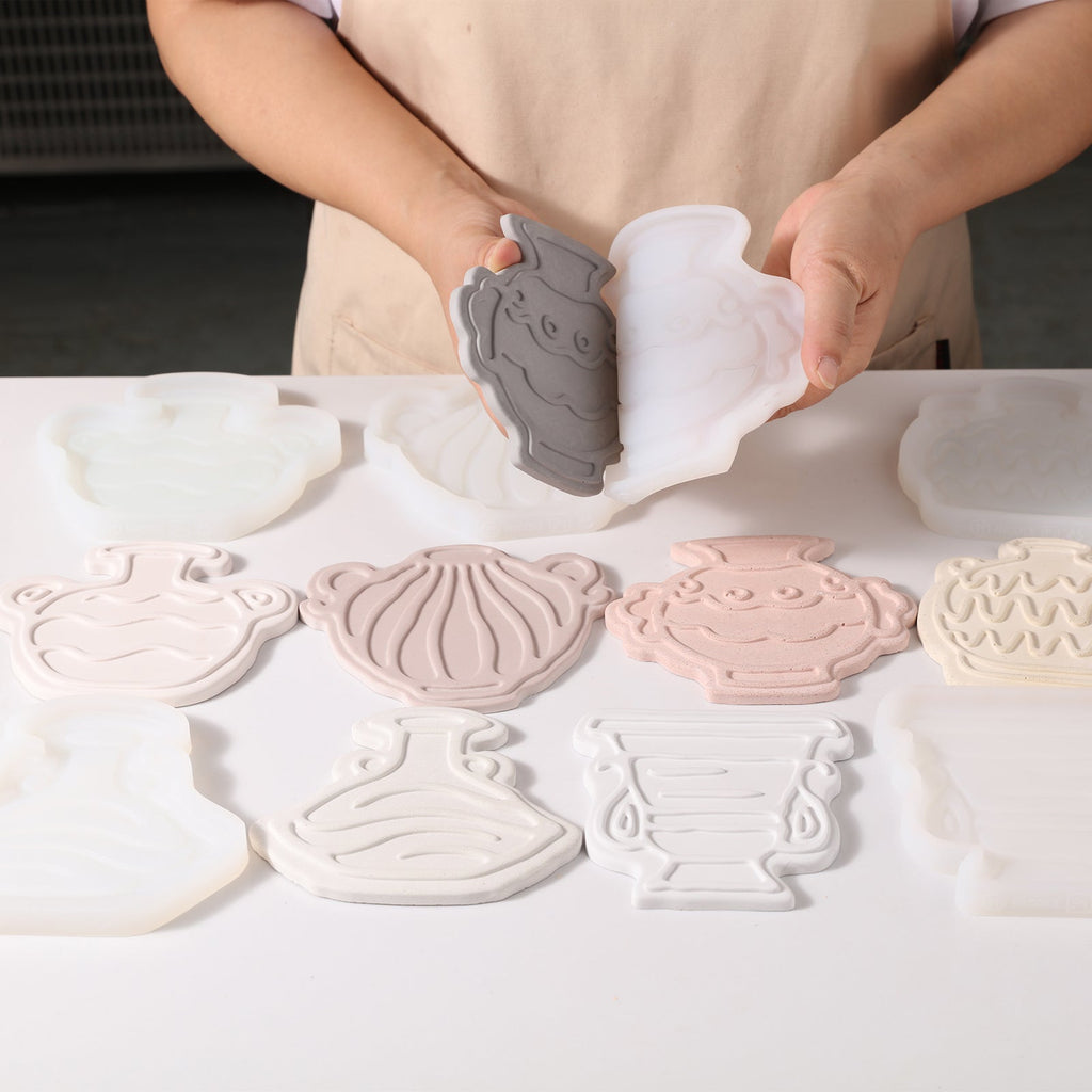 Elegant vase silhouette silicone coaster mold for DIY resin casting and handmade home decor crafts — view 3