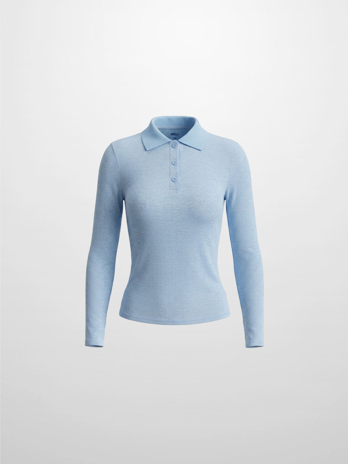 Heathered Collared Tee-Blue-1