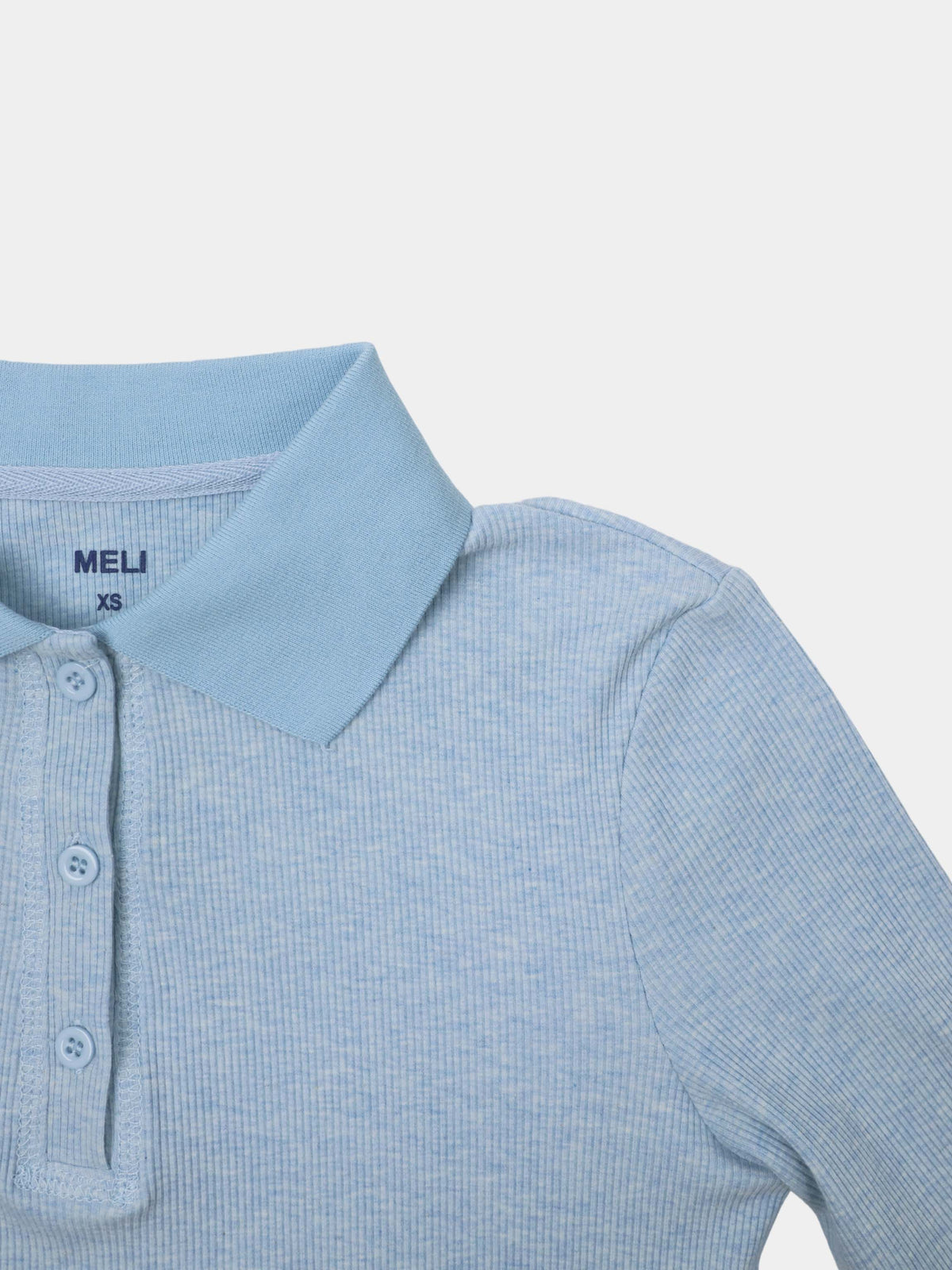 Heathered Collared Tee-Blue-4