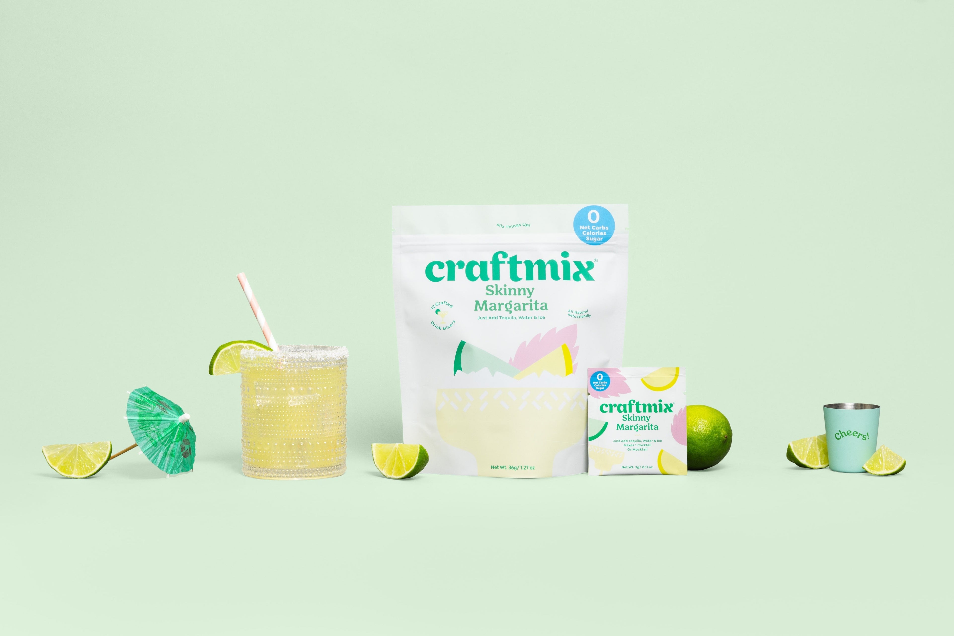 Skinny margarita cocktail mix powder packets by Craftmix, zero sugar drink blend — view 3